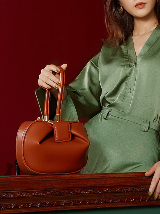 Retro Fashion Solid Color Three-Dimensional Handbags