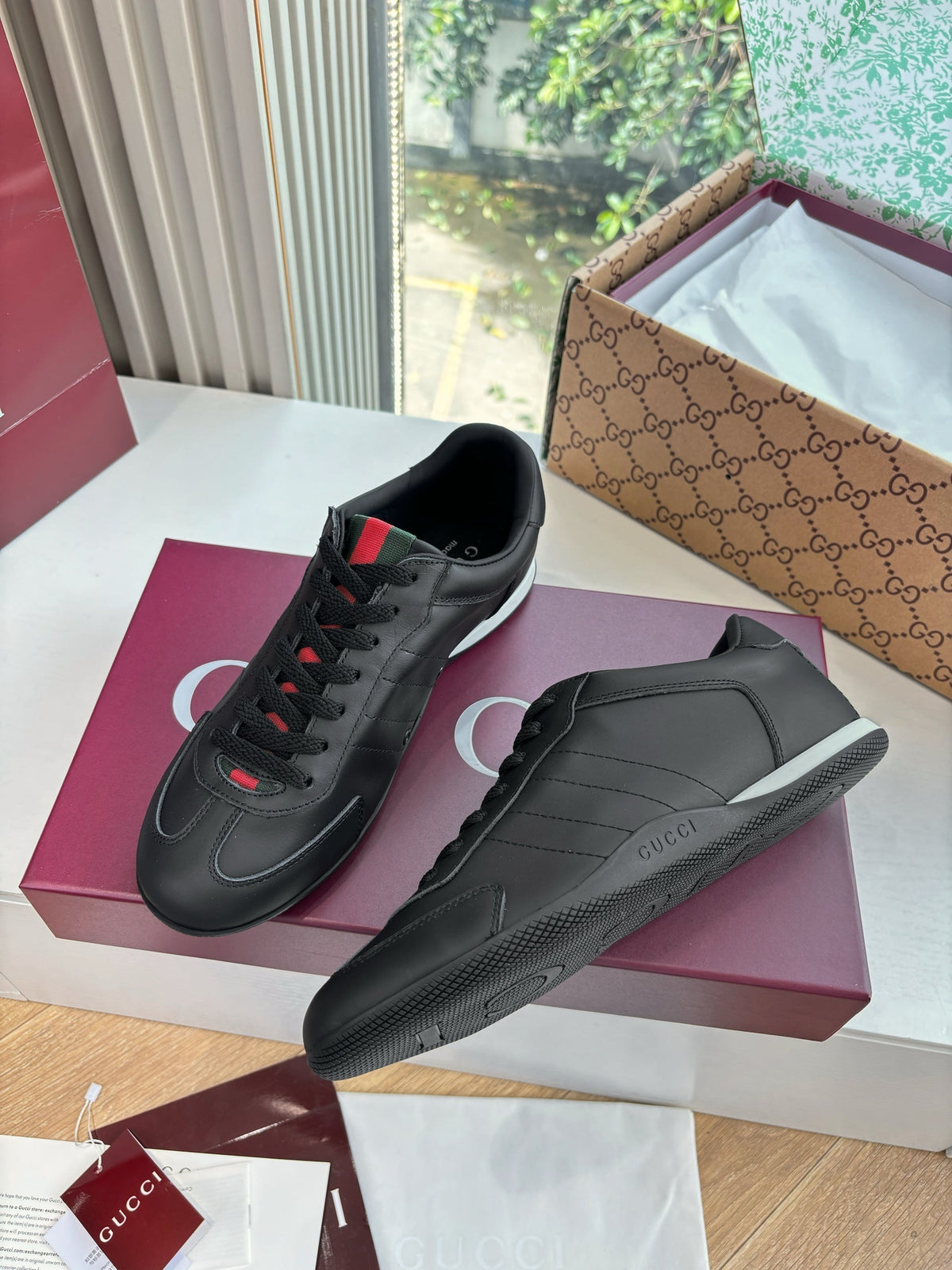 Gucci Shift Damensneaker Varianten Schwarzes Black Leder 506842