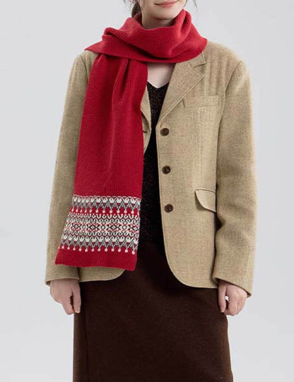 Vintage Soft Warm Fair Isle Knit Scarf