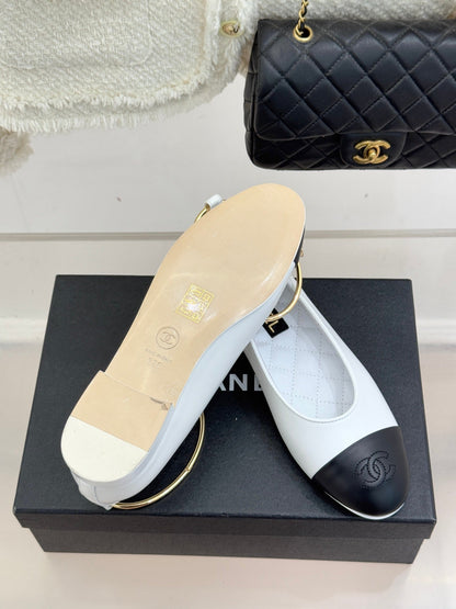 CC 26C Ribbon Double C Camellia Mary Jane White Black Lambskin
