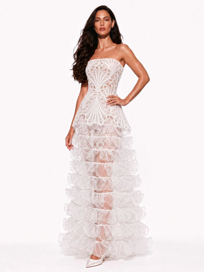 Iris Sheer Tulle Tiered Top and Maxi Skirt Set