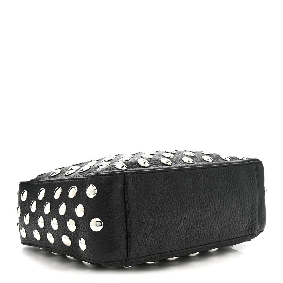 Pebbled Sport Calfskin Studded Elena Black