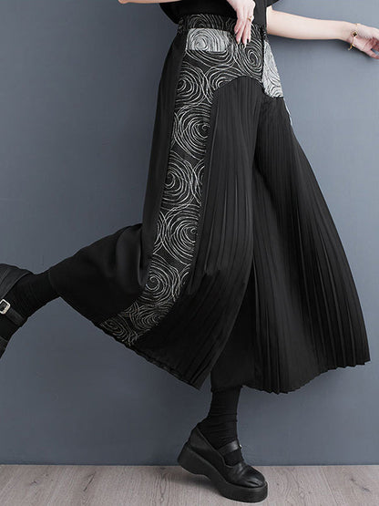 High Waisted Wide Leg Pleated Split-Joint Casual Pants Bottoms