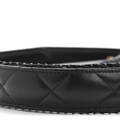 Mesh Shiny Lambskin Pouch Hobo Black
