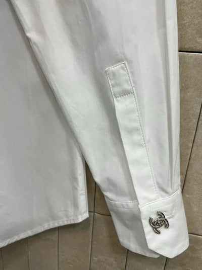 Chanel 2026 Logo Embroidered Shirt White Cotton 356991