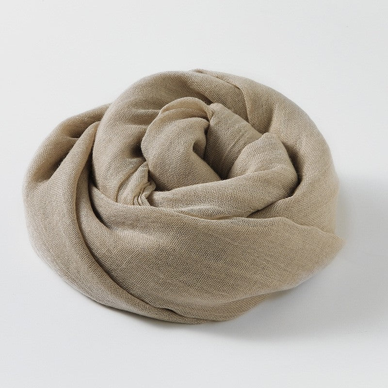 Solid Color Cotton And Linen Sun Protection Scarf