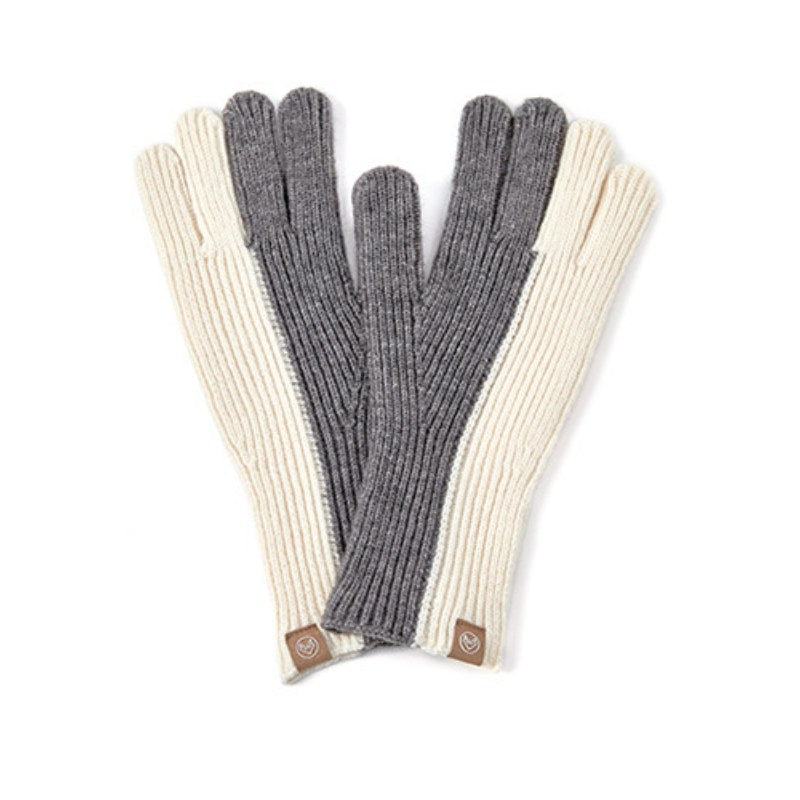 Color Block Simple Ribbed Knit Gloves