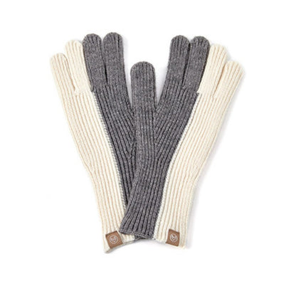 Color Block Simple Ribbed Knit Gloves