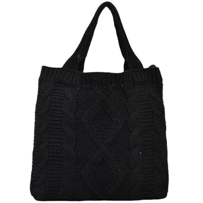 Crochet Tote Bag Checkerboard Knit Bag