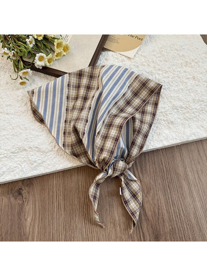 Haila - Striped &amp; Plaid Triangle Head Scarf - Vintage &amp; Classic