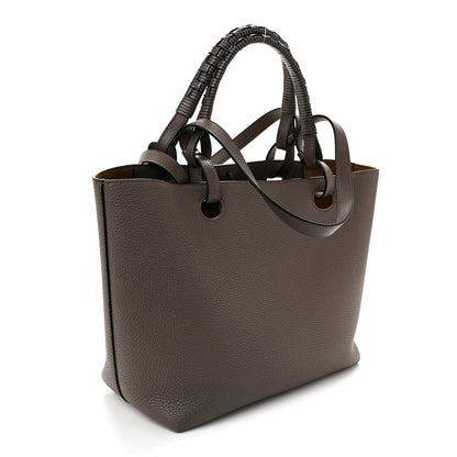 Grained Calfskin Small Anagram Tote Dark Taupe