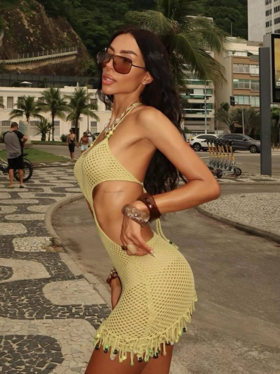 Perla Resort-style Knitted Beach Cover-up Dress