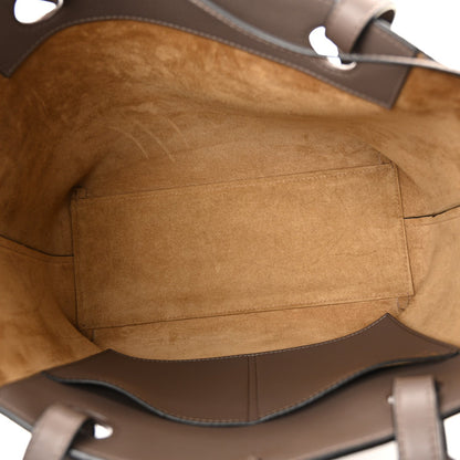 Grained Calfskin Small Anagram Tote Dark Taupe