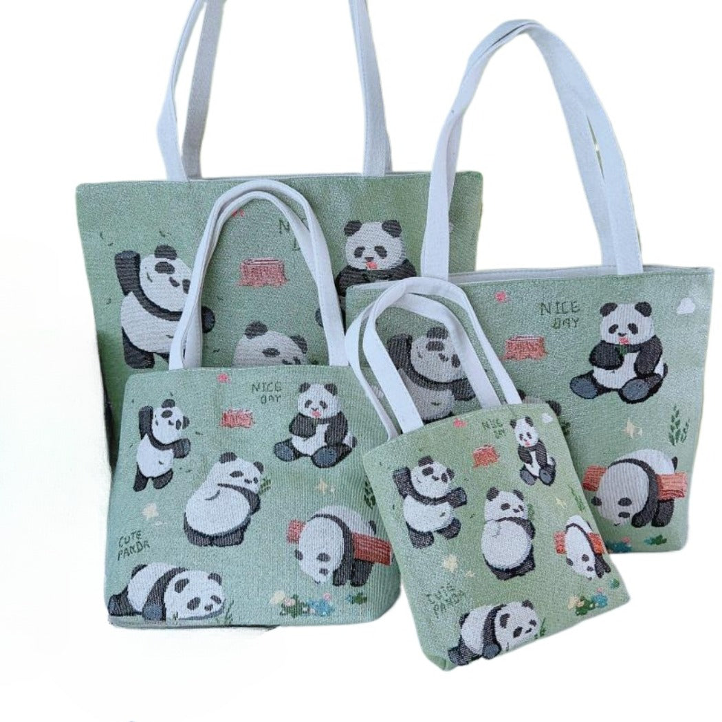 Cosbai - Green Panda Tote Bag - 4 Convenient Sizes