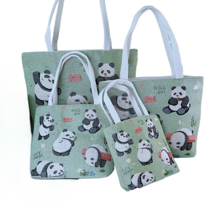 Cosbai - Green Panda Tote Bag - 4 Convenient Sizes