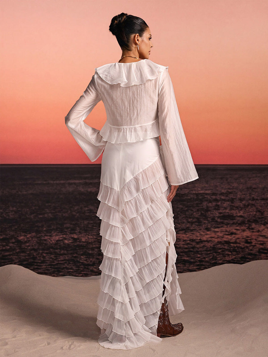 Octavia Ruffle Tiered Split Skirt Set