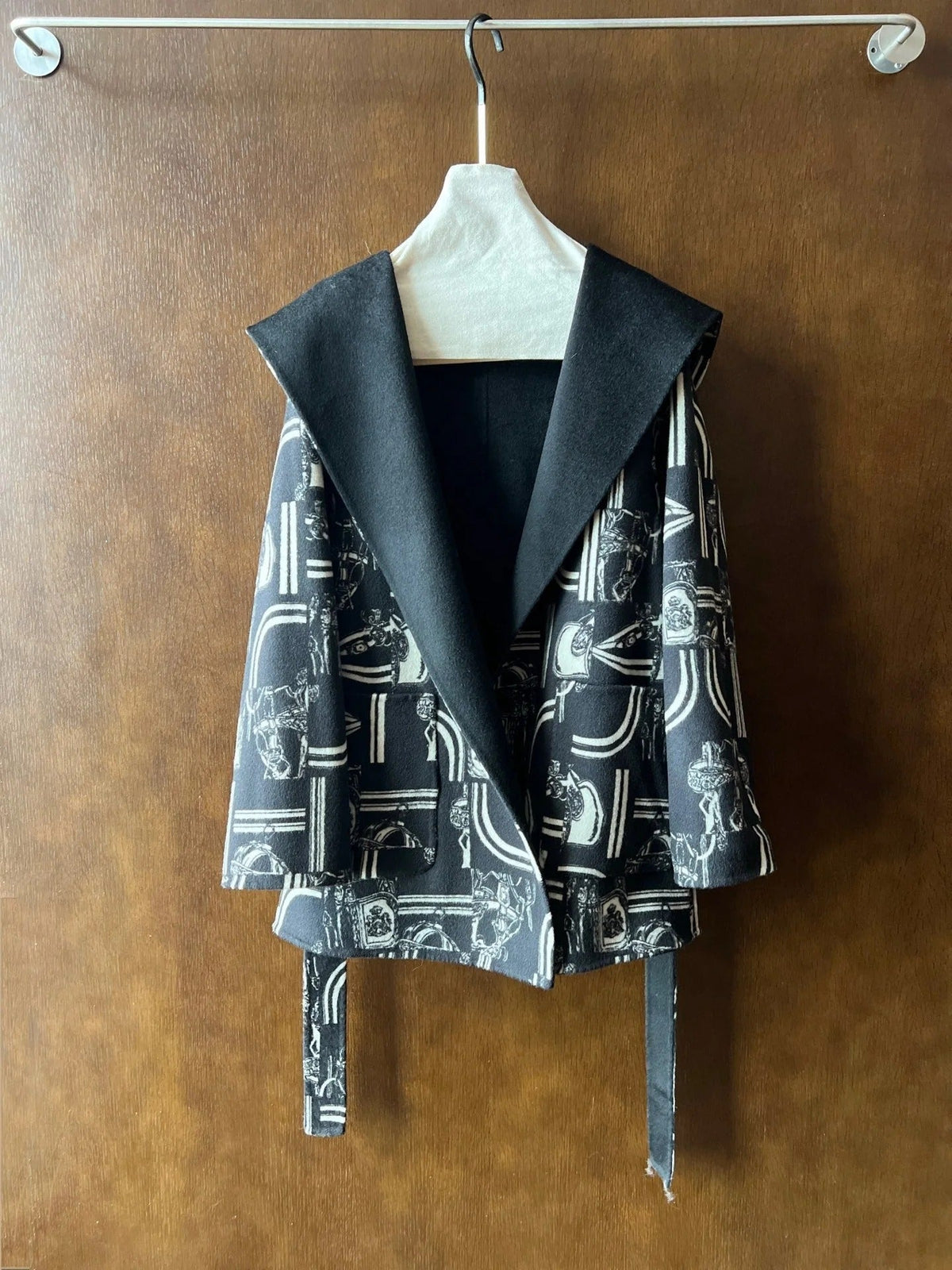 HERMES 25S REVERSIBLE LONG HOODED COAT 047