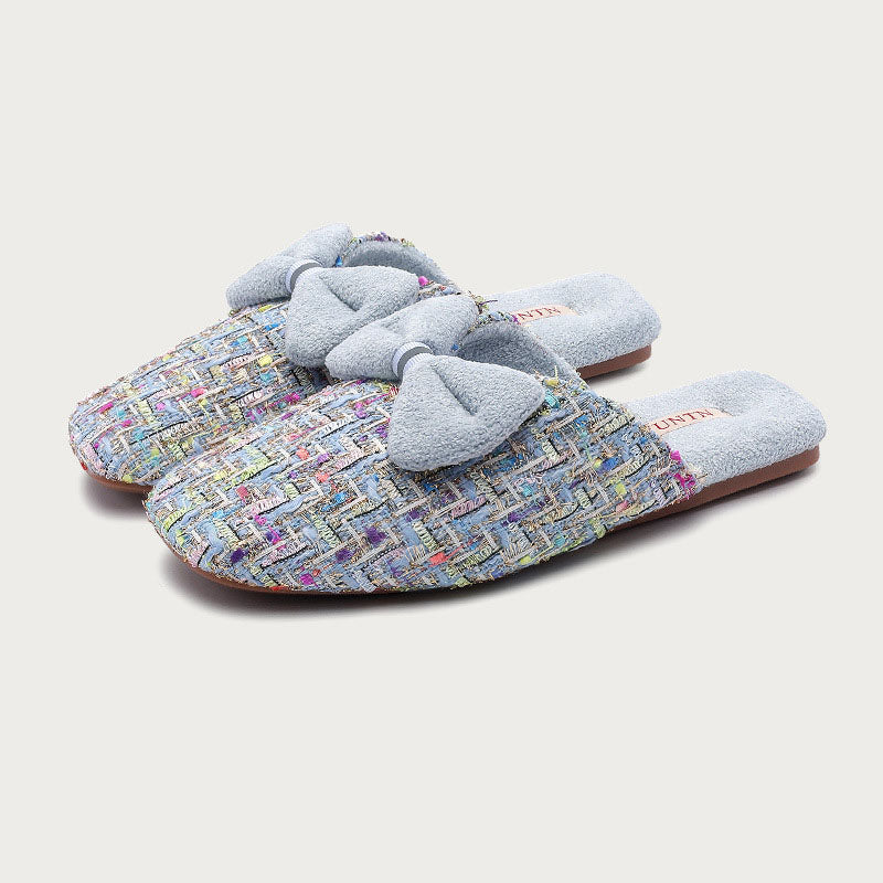 Trendy Bow Knot Thicken Plush Indoor Slippers