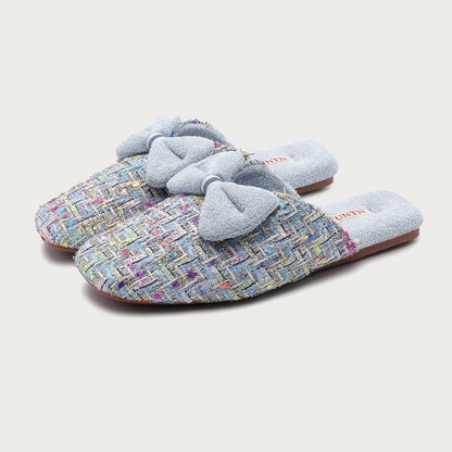 Trendy Bow Knot Thicken Plush Indoor Slippers