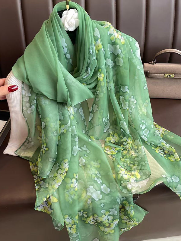 Contrast Color Flower Print Shawl&Scarf