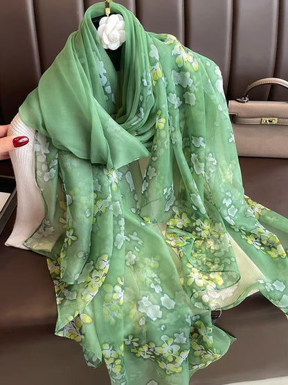 Contrast Color Flower Print Shawl&Scarf