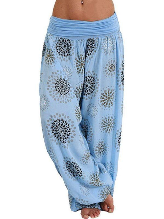 Digital Printed Ethnic Loose Wide-Leg Pants