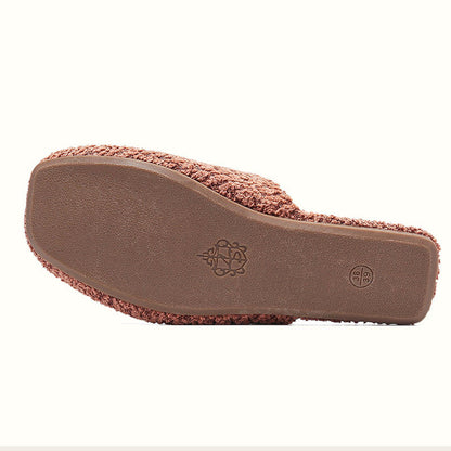 Simple Solid Color Soft Warm Plush Slippers