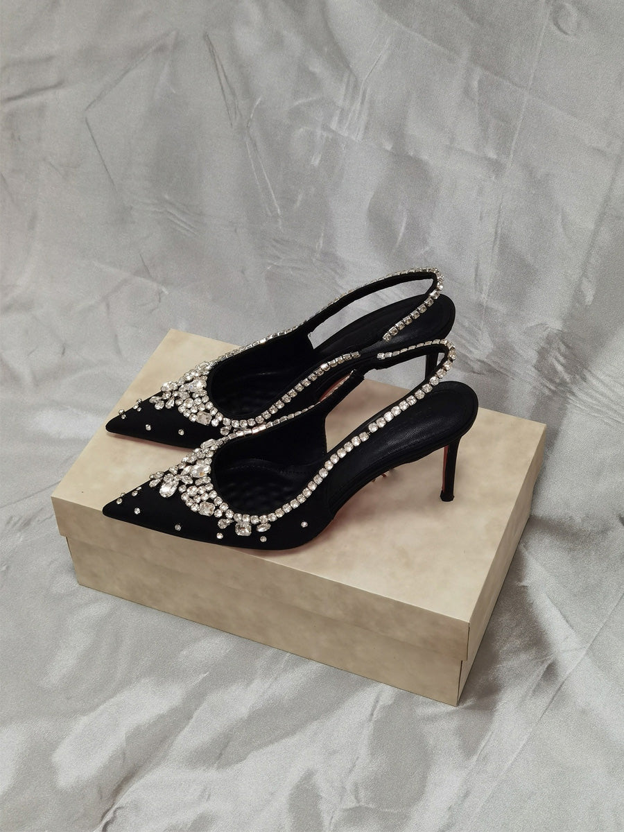 Daisy Crystal Closed-Toe High-Heeled Sandals