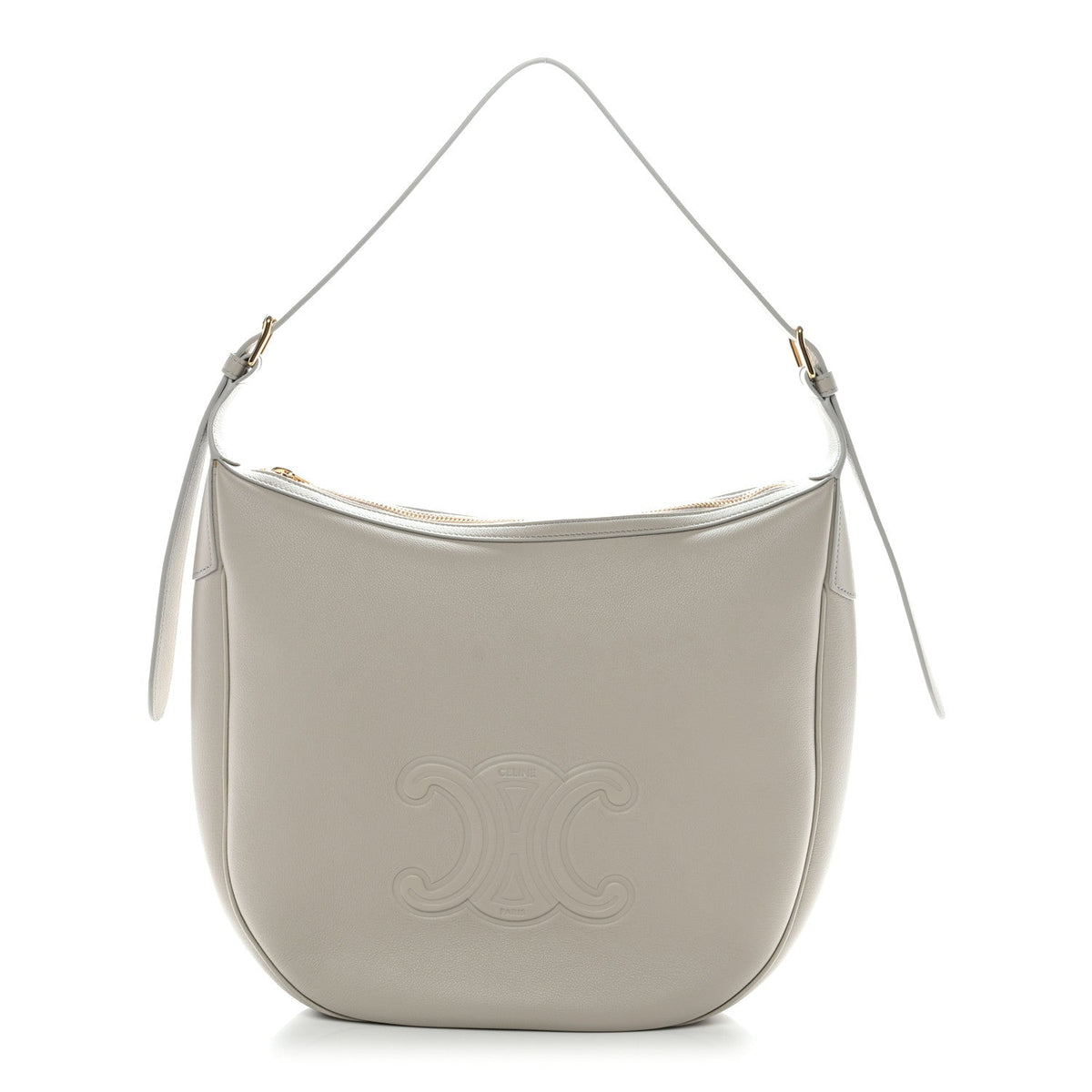 Supple Calfskin Cuir Triomphe Heloise Shoulder Bag Light Stone