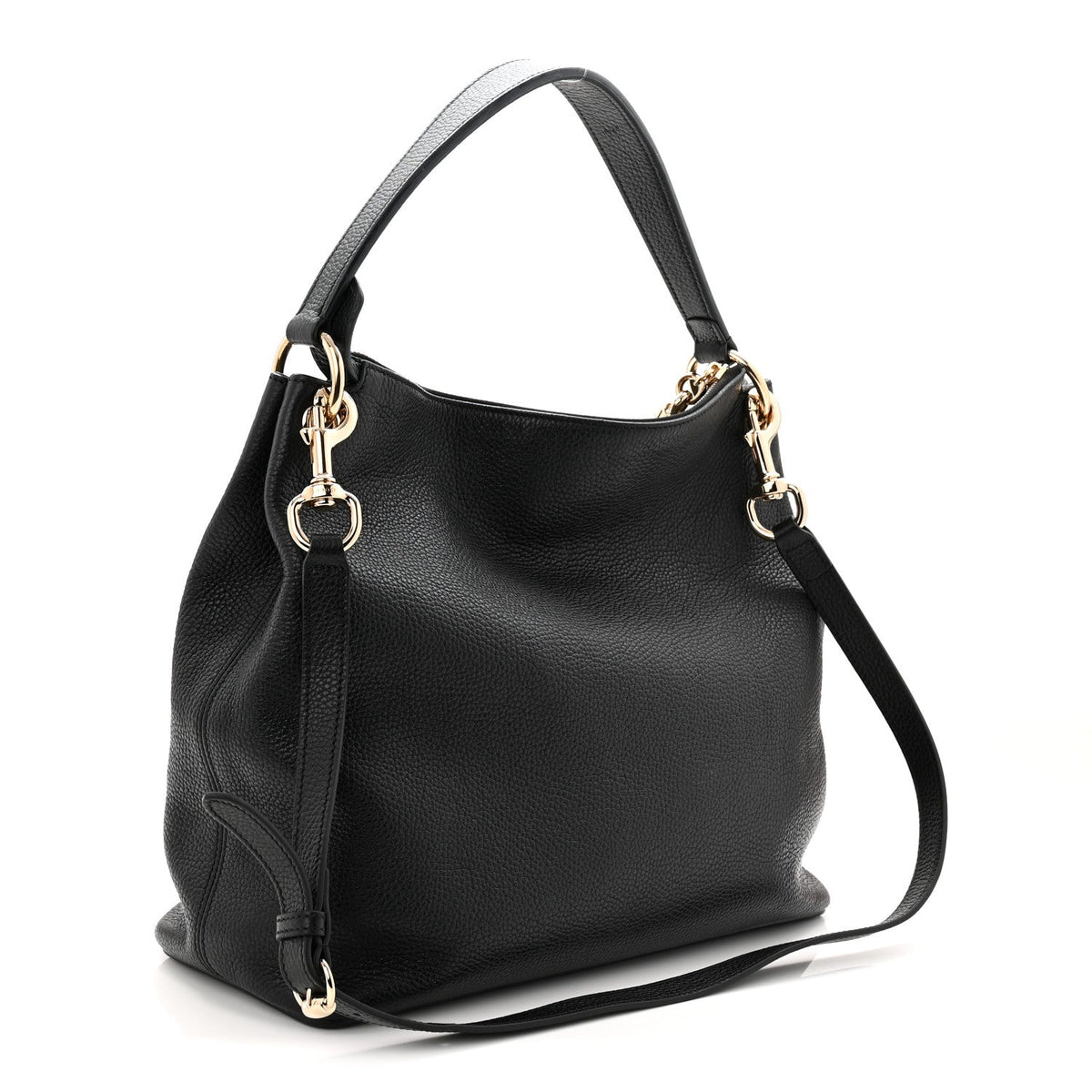 Pebbled Calfskin Large Soho Hobo Black