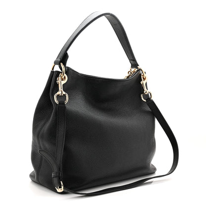 Pebbled Calfskin Large Soho Hobo Black