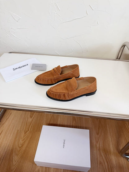 YSL Le Loafer Supple Camel Suede