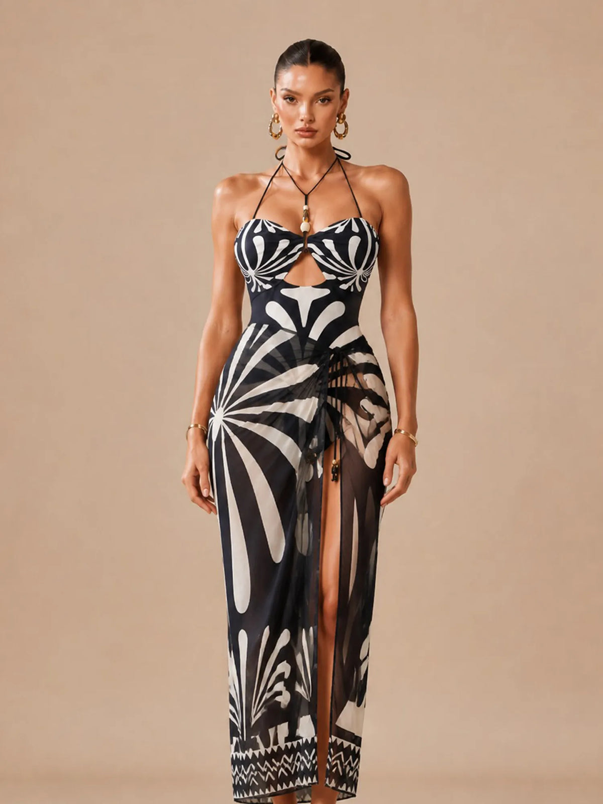 Lily Printed Cut-out Swimsuit Set