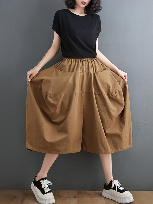 Casual Elasticity High Waisted Wide Leg Pants