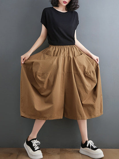 Casual Elasticity High Waisted Wide Leg Pants