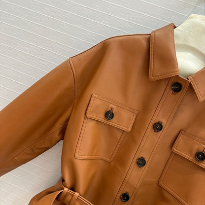 YSL Waistcoat Jacket Caramel Brown Sheepskin