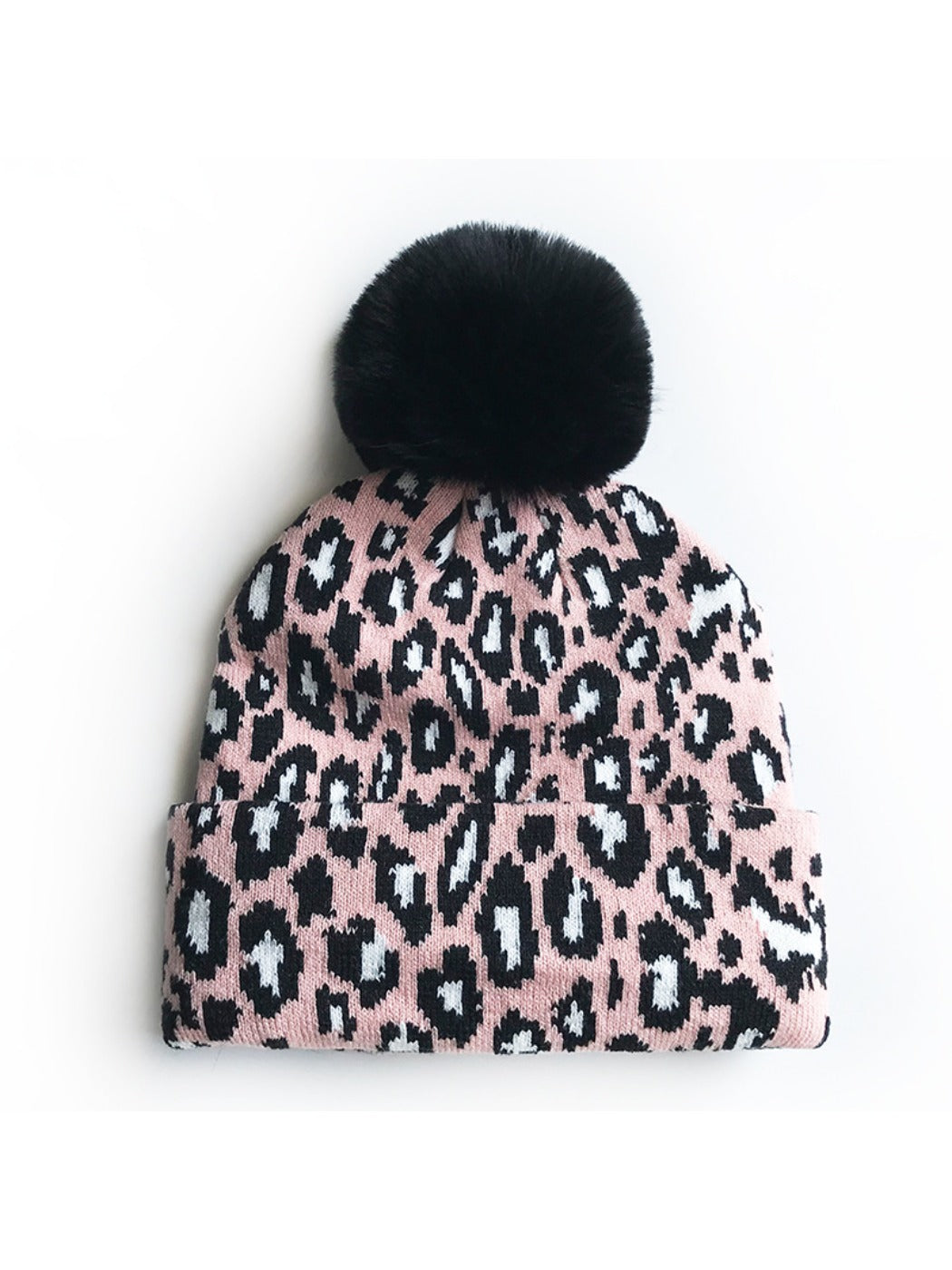 Haila - Leopard Knitted Beanie with Pompom