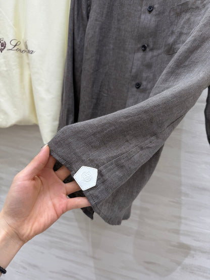 LP Vintage Herringbone Shirt Linen 346548