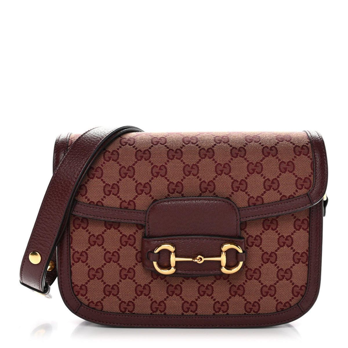 Monogram Textured Dollar Calfskin Horsebit 1955 Shoulder Bag Sahara Rubino Chardonnay
