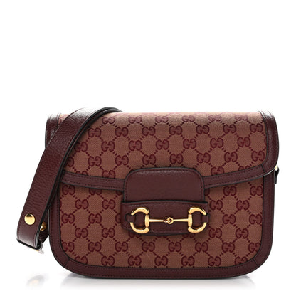 Monogram Textured Dollar Calfskin Horsebit 1955 Shoulder Bag Sahara Rubino Chardonnay