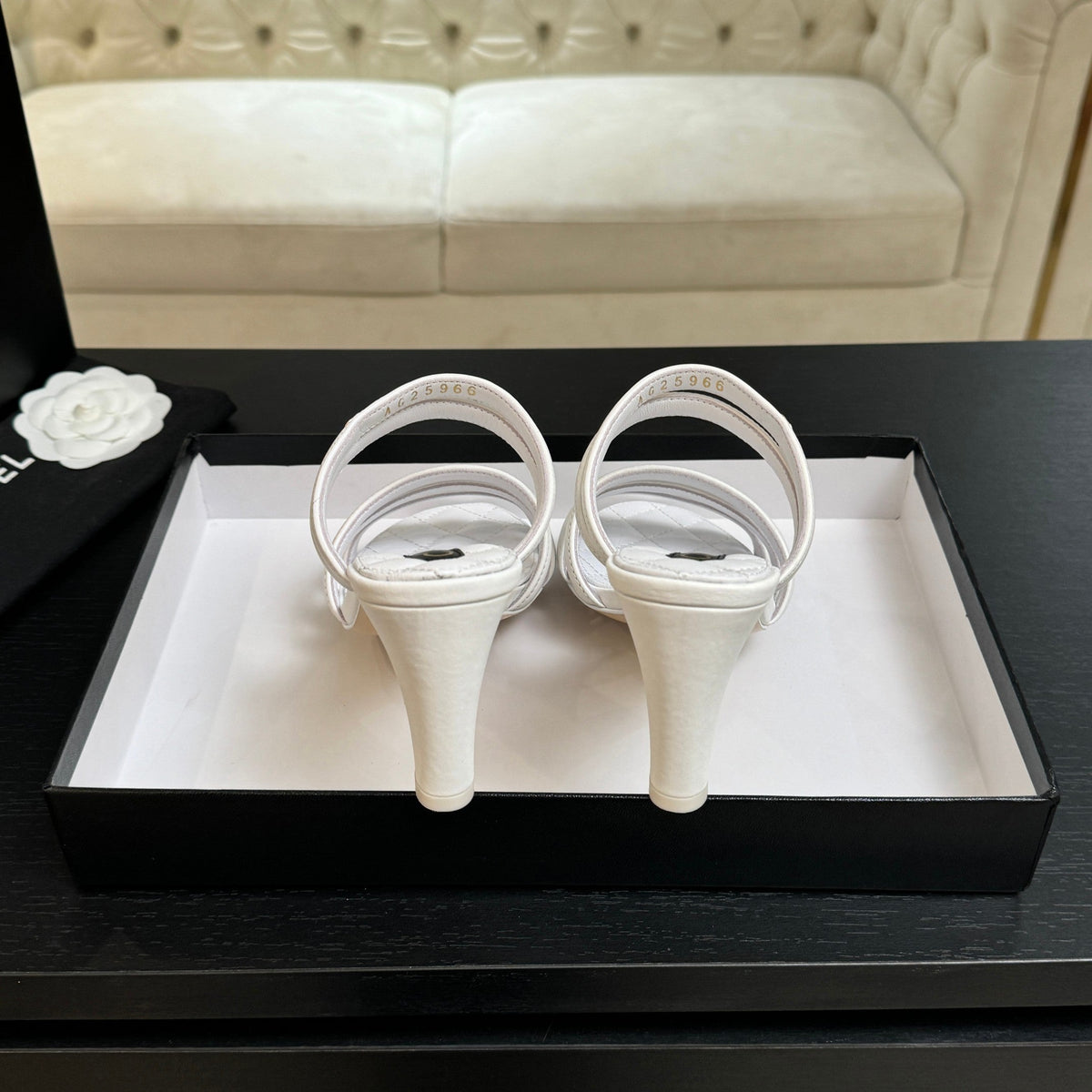 CC 26C Double C Strap Sandals White Sheepskin
