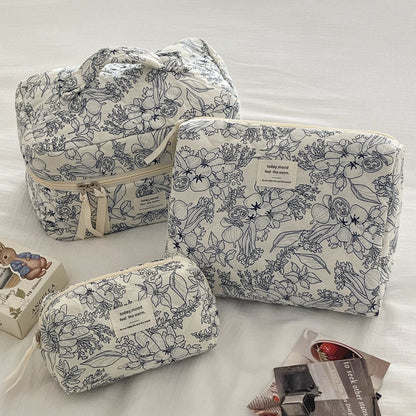 Simple Flower Print Simple Make Up Bag