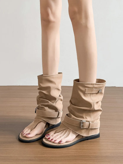 Yasmin Ruched Leather Open-toe Boots