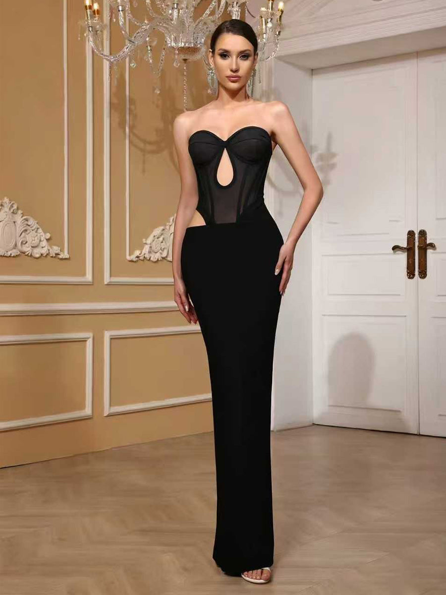 Celestine Strapless Mesh Bandage Maxi Dress