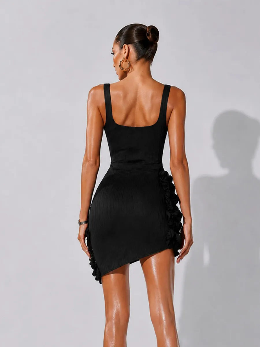 Valentina 3D Floral Rhinestone Bodycon Mini Dress