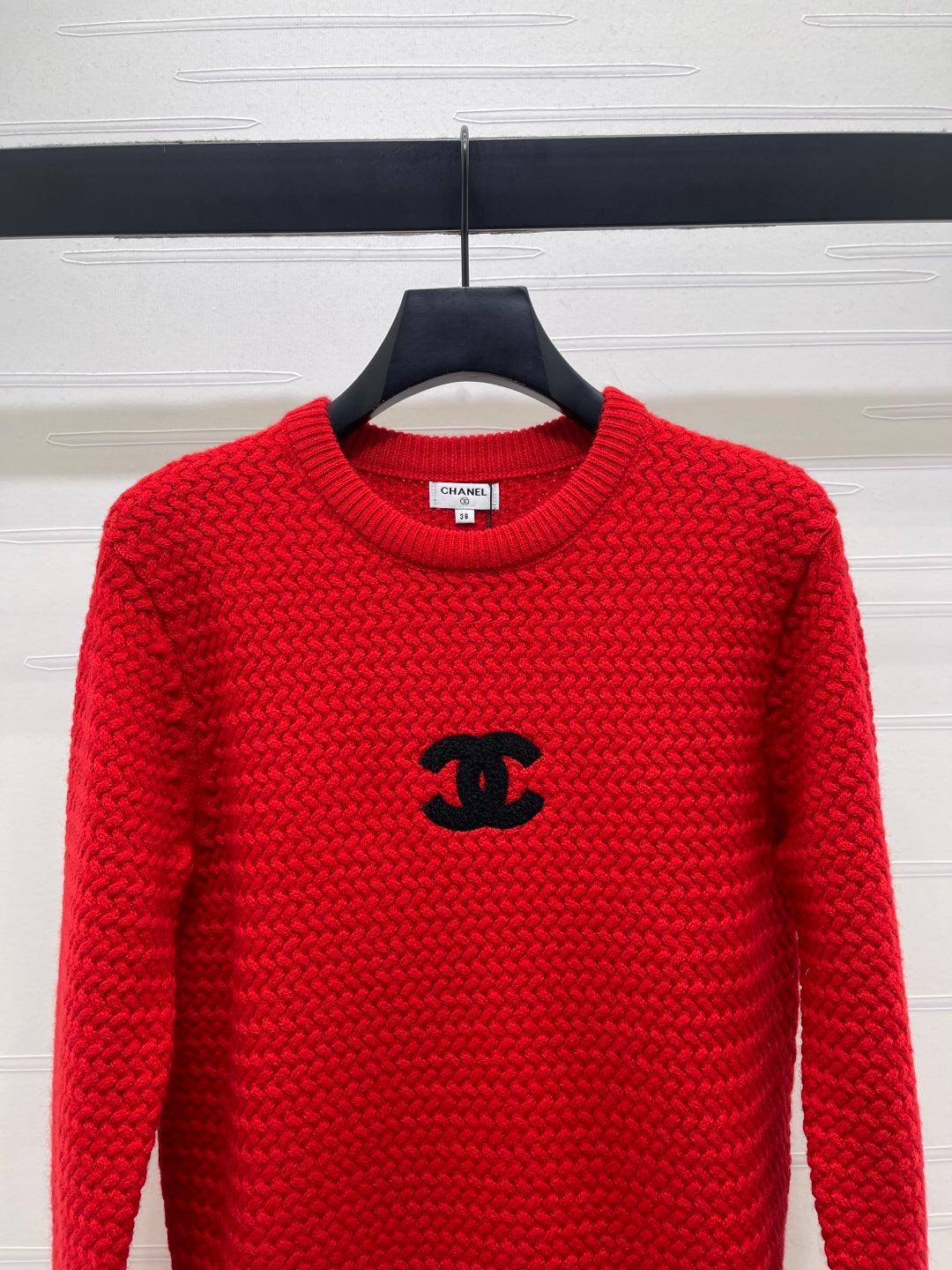 CHANEL 26 LOGO KNIT RED SWEATER 335405