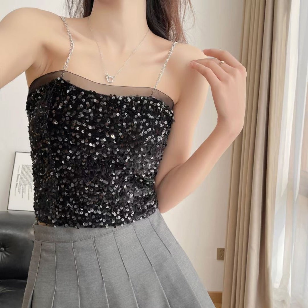 Vesty - Bright Sequin Party Tank Top - Slimming &amp; Chic