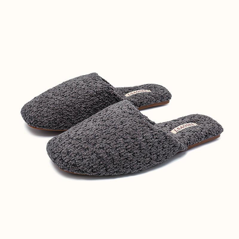 Simple Solid Color Soft Warm Plush Slippers