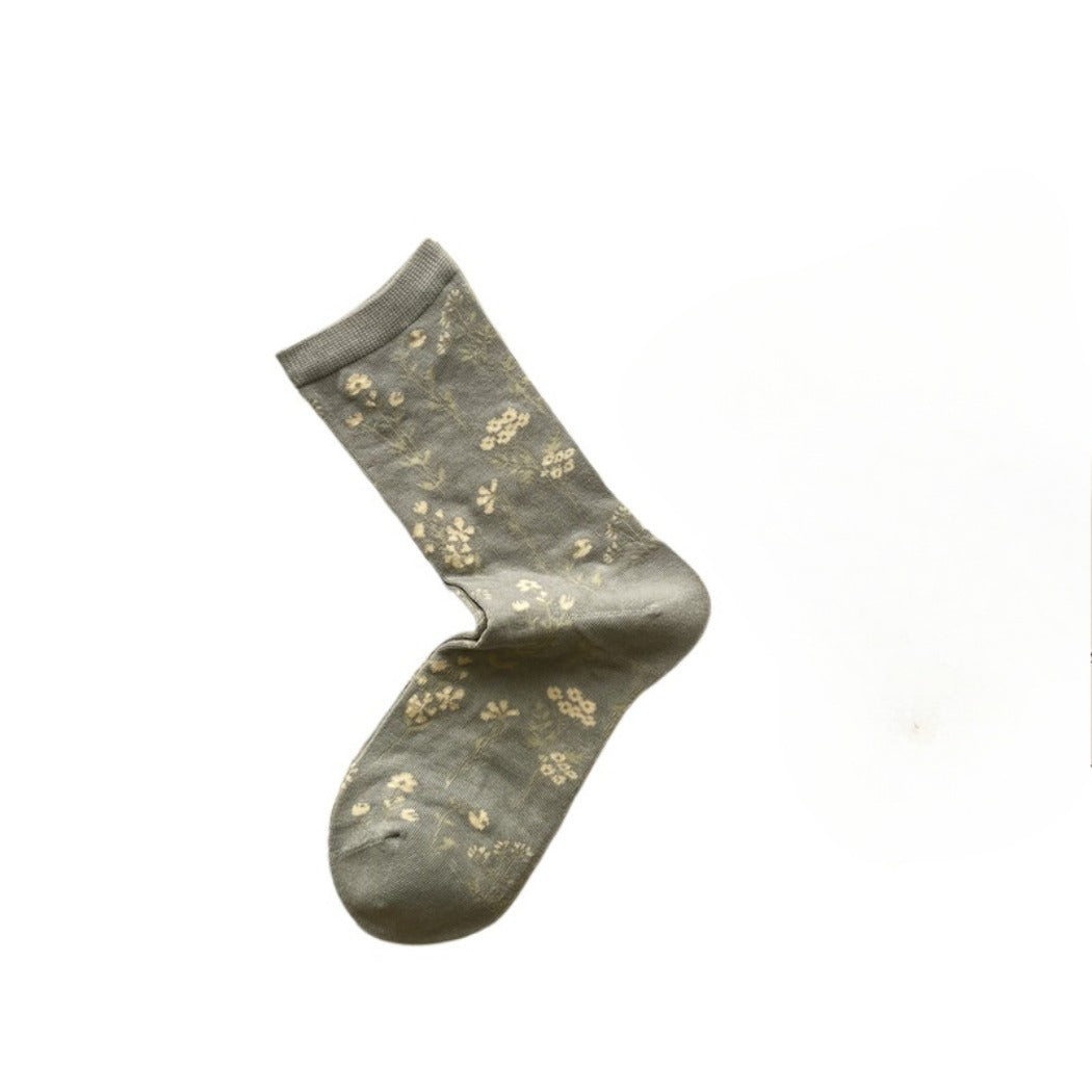 Rufia - Artistic Fresh Floral Crew Socks for Spring Days