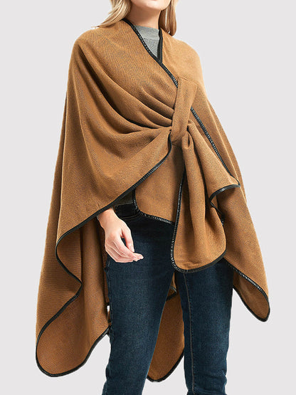 Loose Asymmetric Hollow Solid Color Collarless Shawl&Scarf